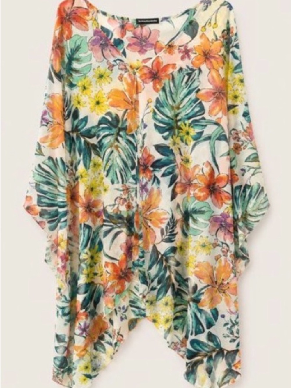 cha cha vente Tropical Floral Tunic - Cream Multi